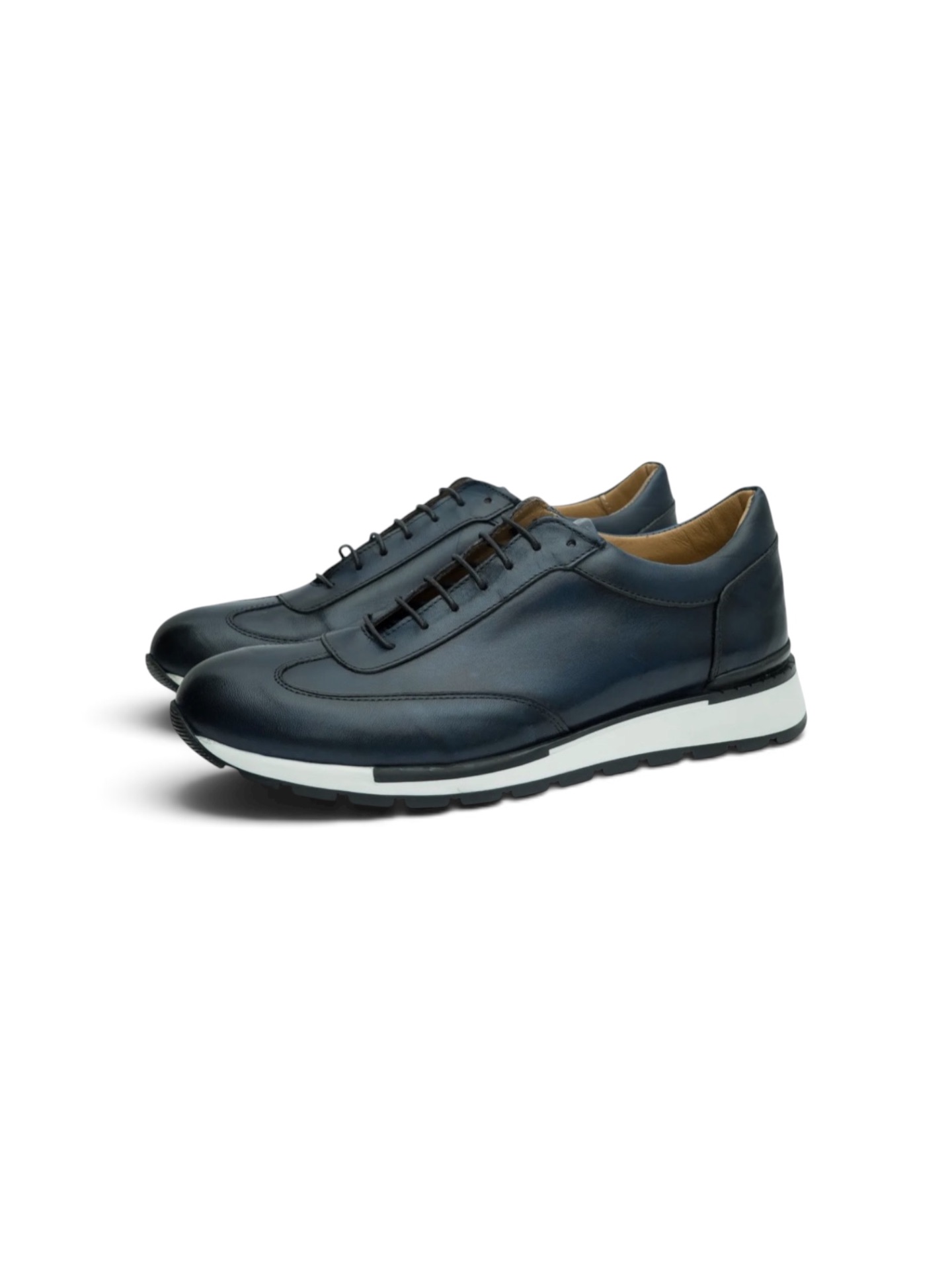 Navy Leather Lace-Up with Sport-Luxury Sole