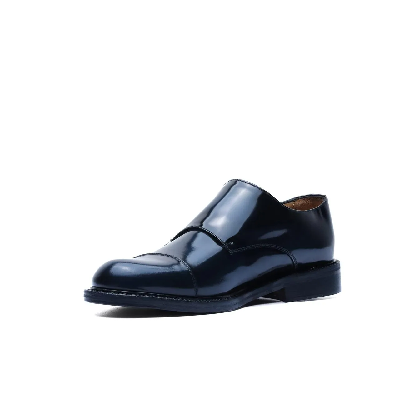 Monk Strap in Brushed Leather Blue