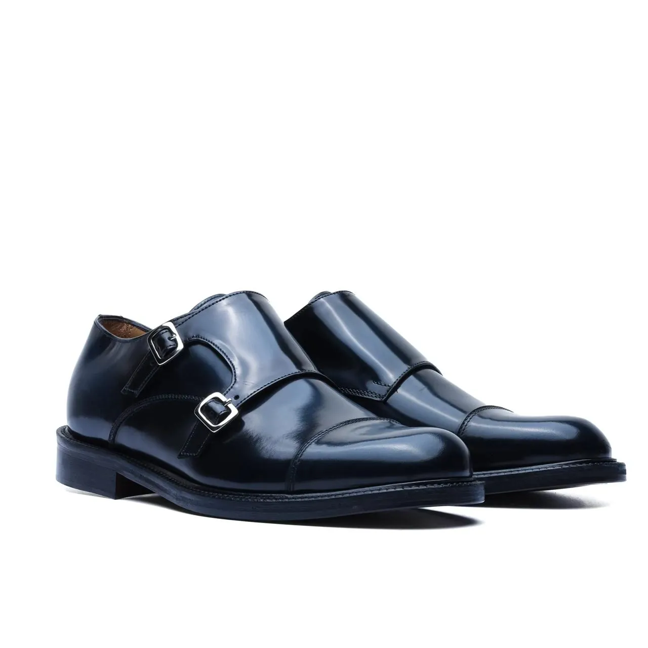 Monk Strap in Brushed Leather Blue