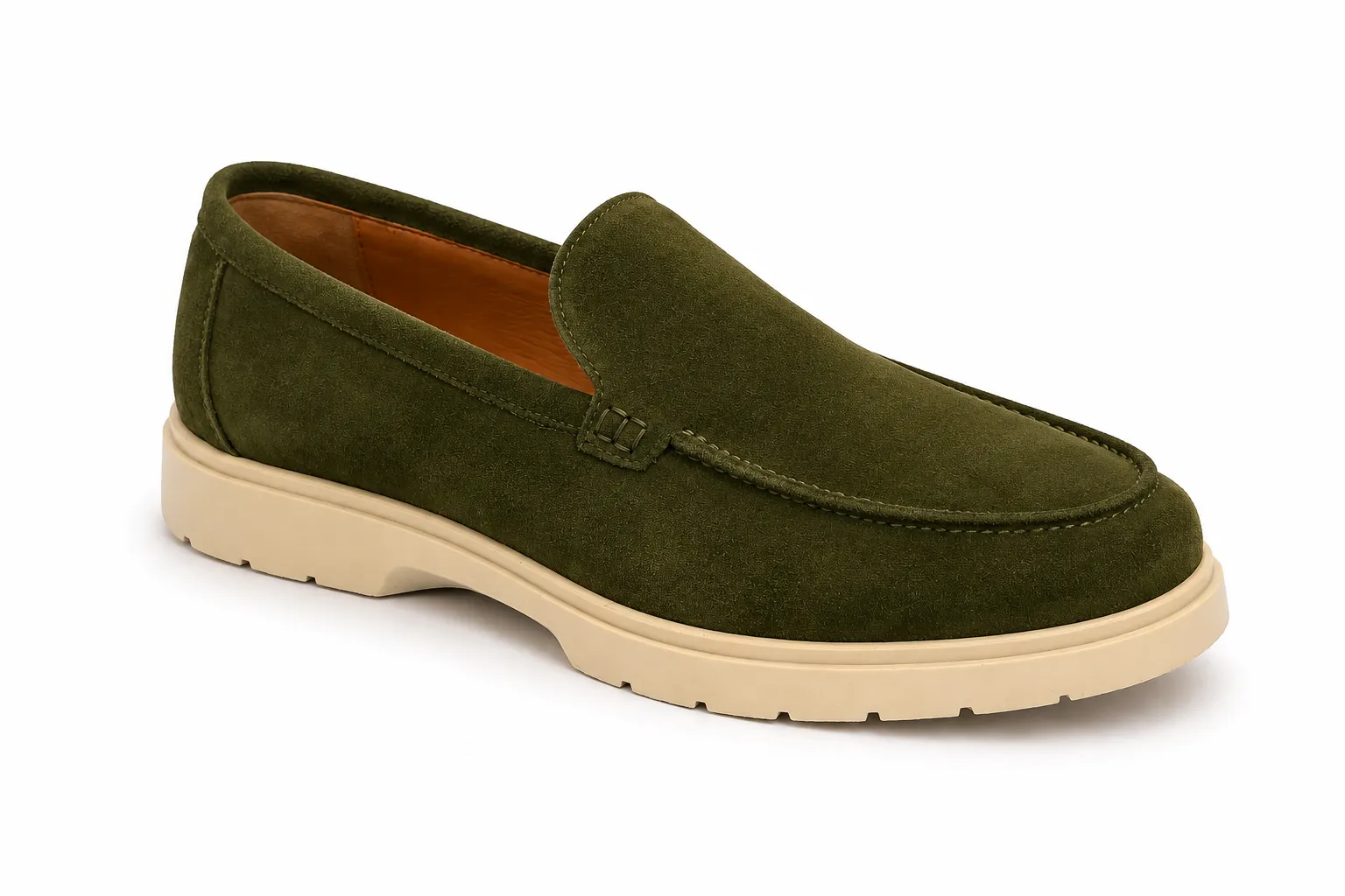 Olive Green Suede Loafers