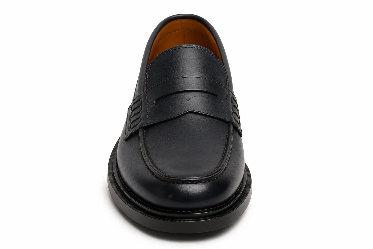 Navy Leather Penny Loafers