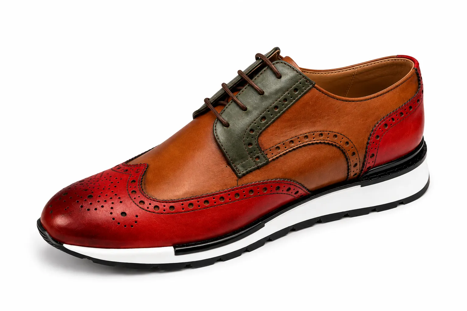 Þrílitur blandaður brogue skór frá Heritage