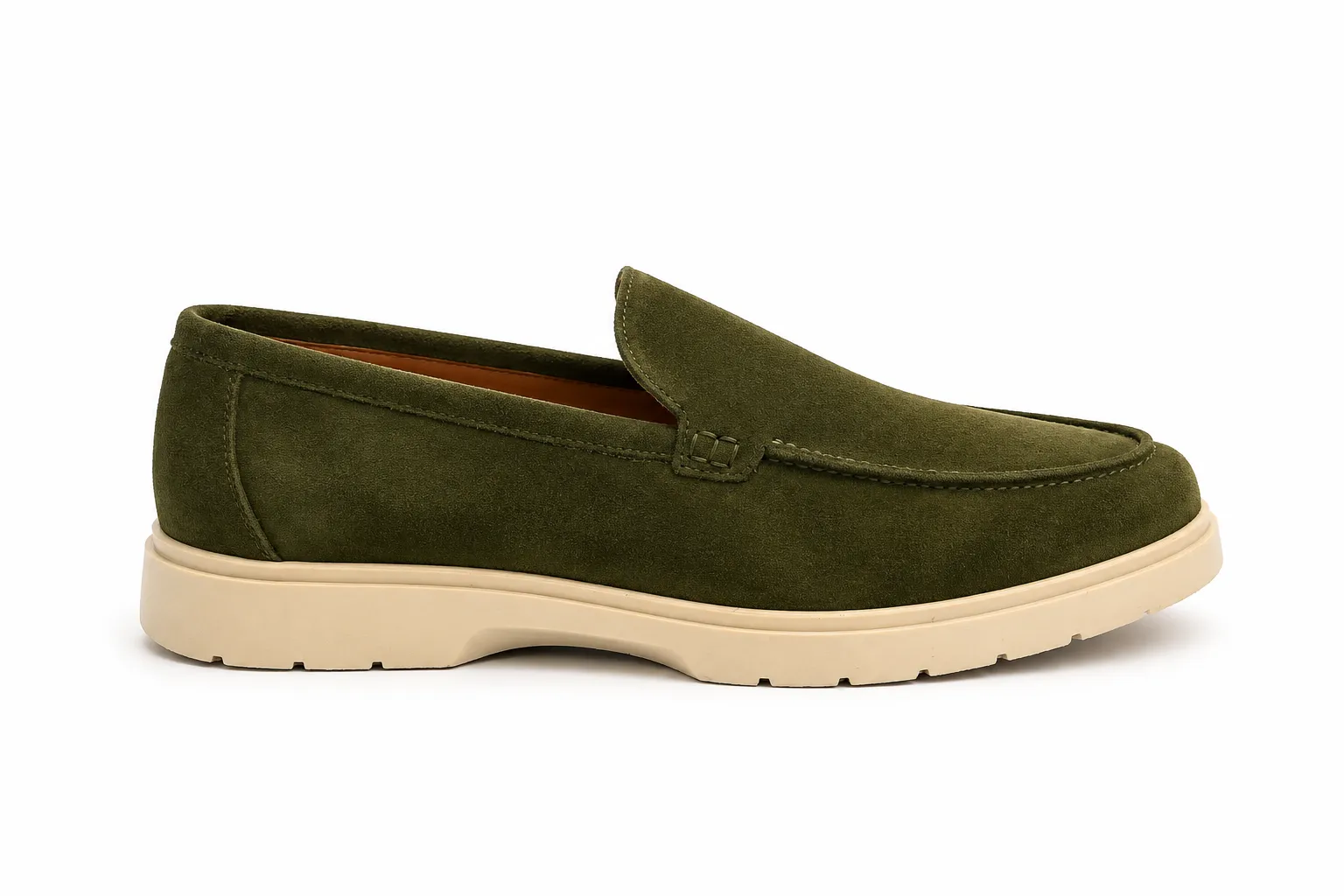 Olive Green Suede Loafers