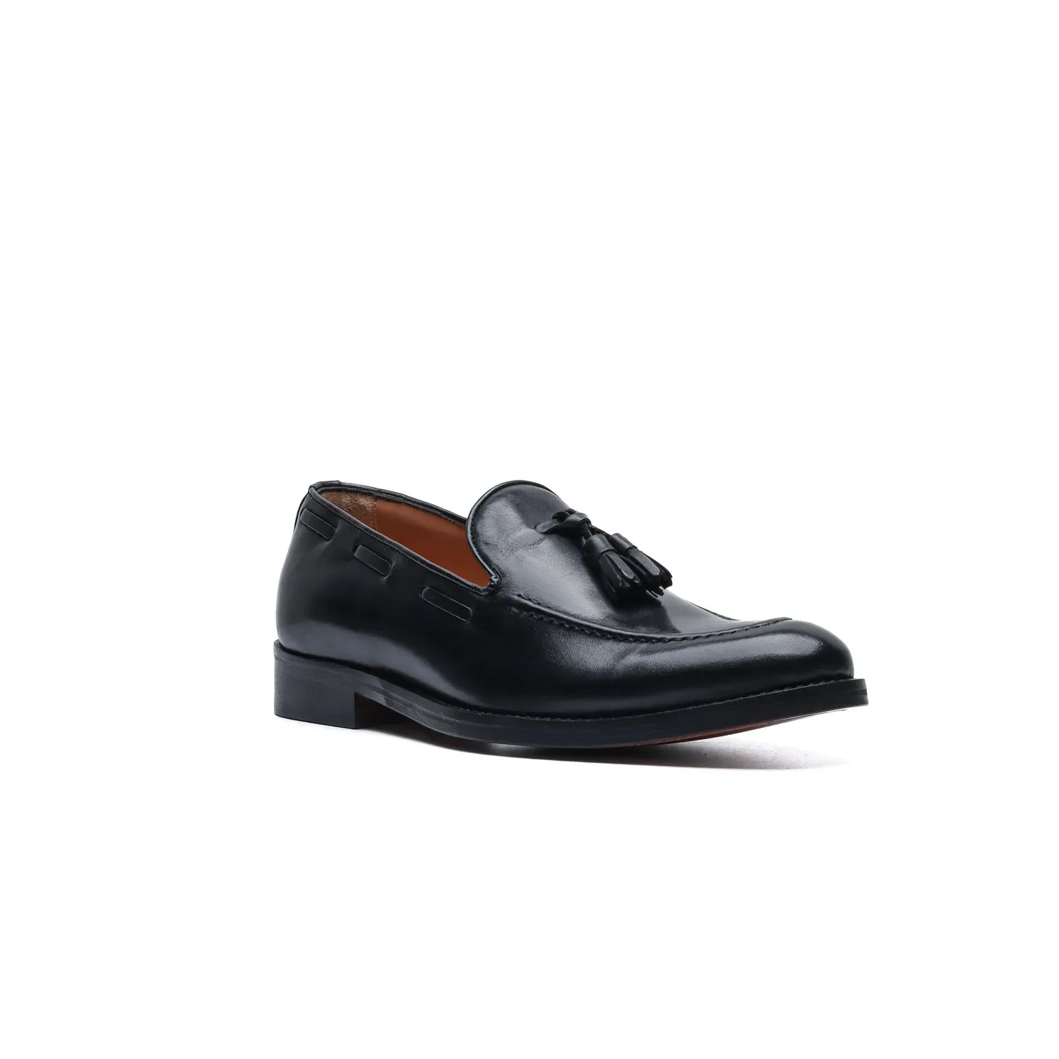 Black Leather Tassel Loafers