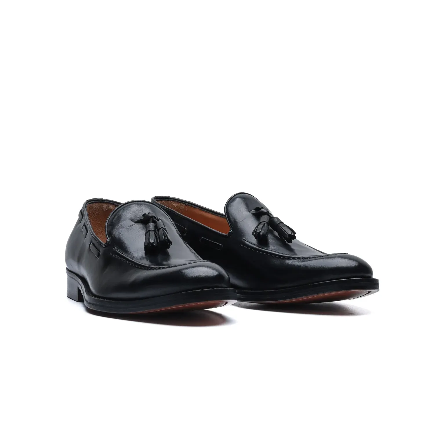 Black Leather Tassel Loafers