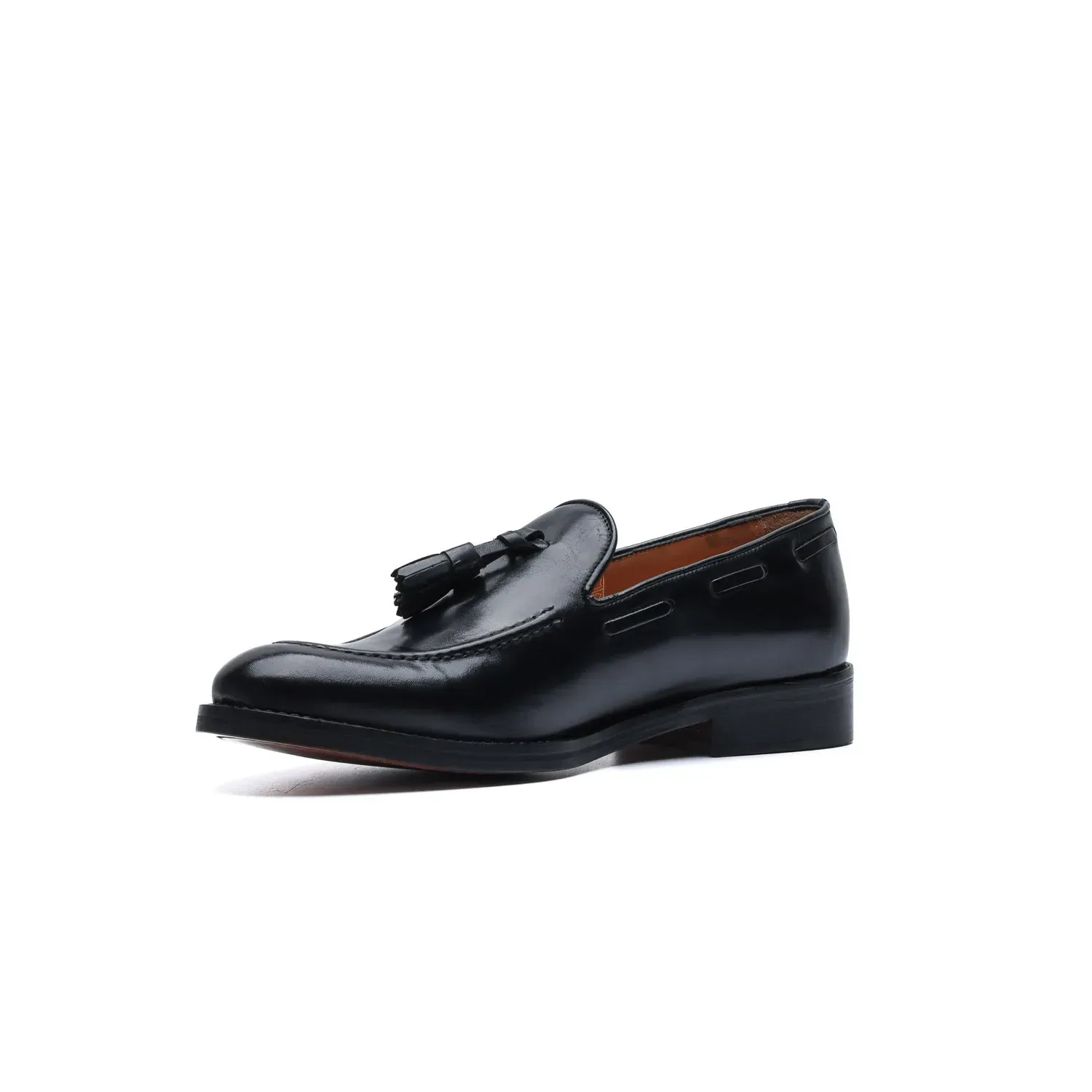 Black Leather Tassel Loafers