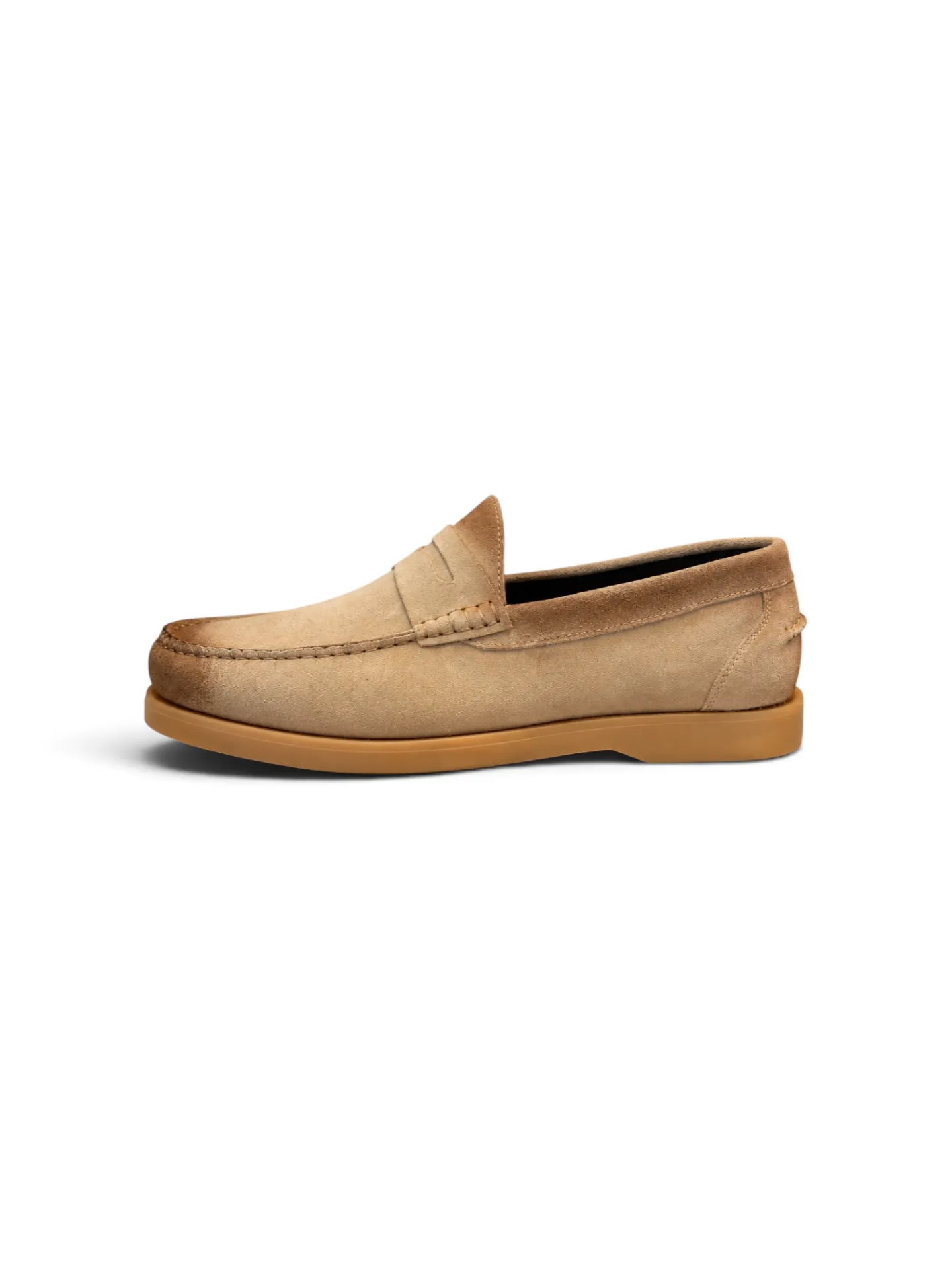 Beige Suede Penny Loafers