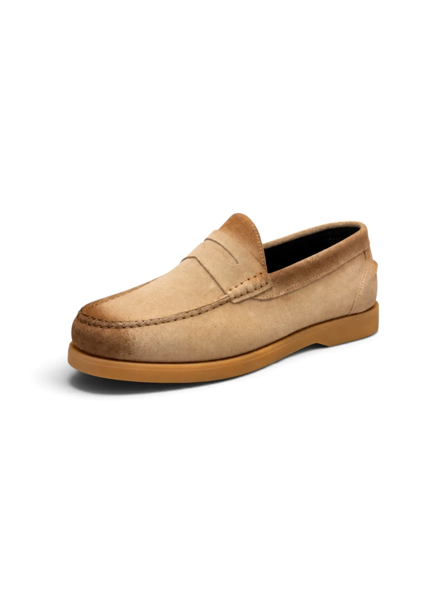 Beige Suede Penny Loafers