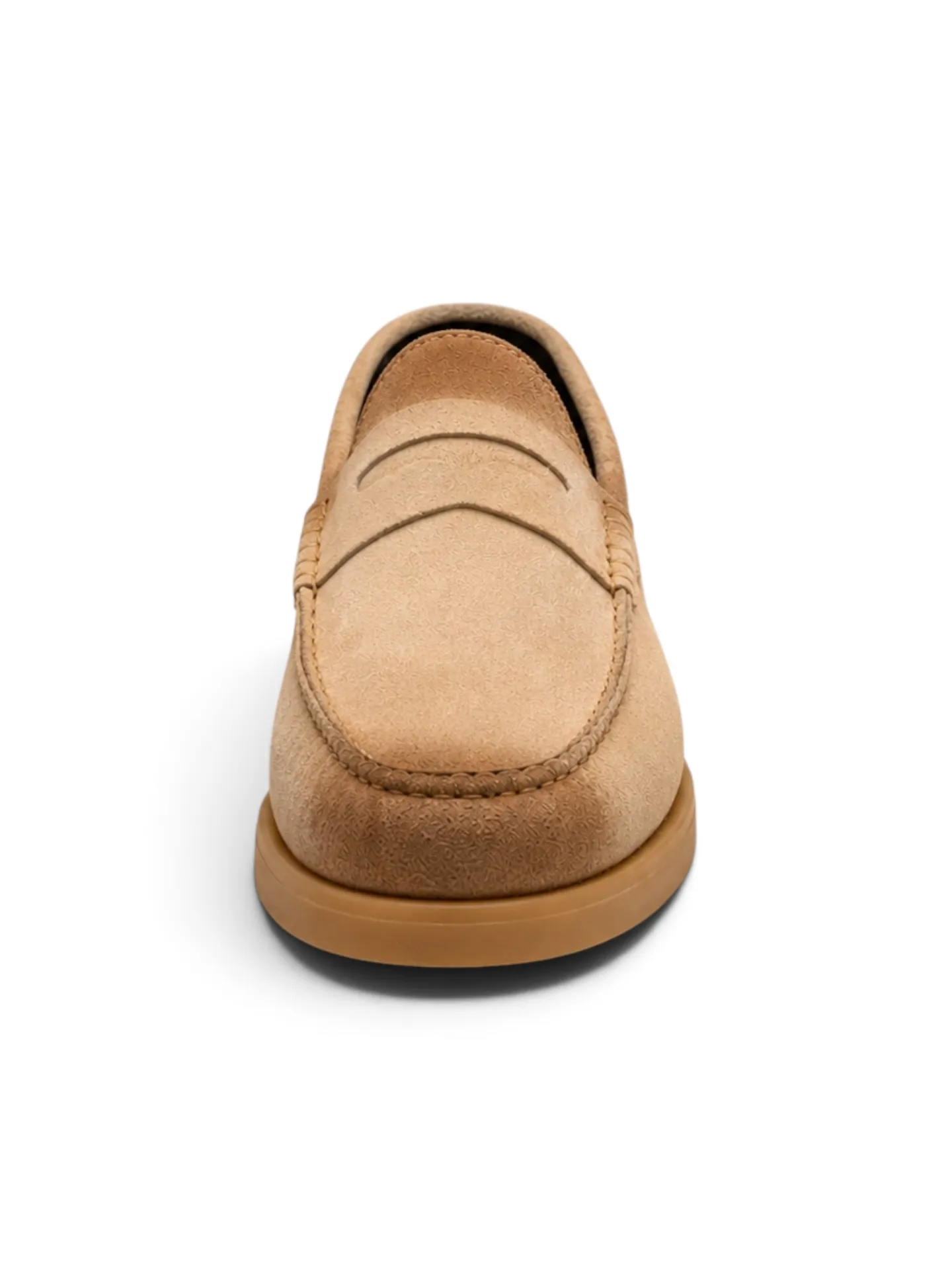 Beige Suede Penny Loafers