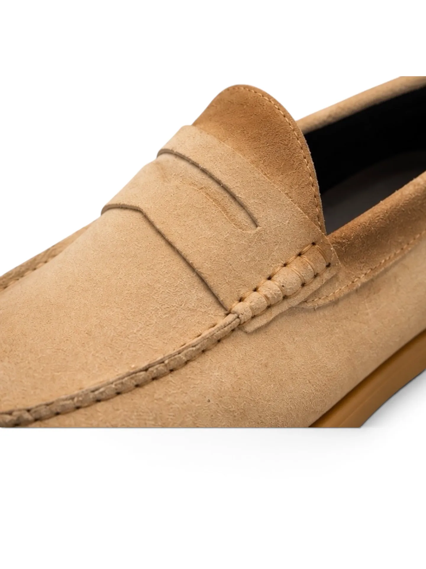 Beige Suede Penny Loafers
