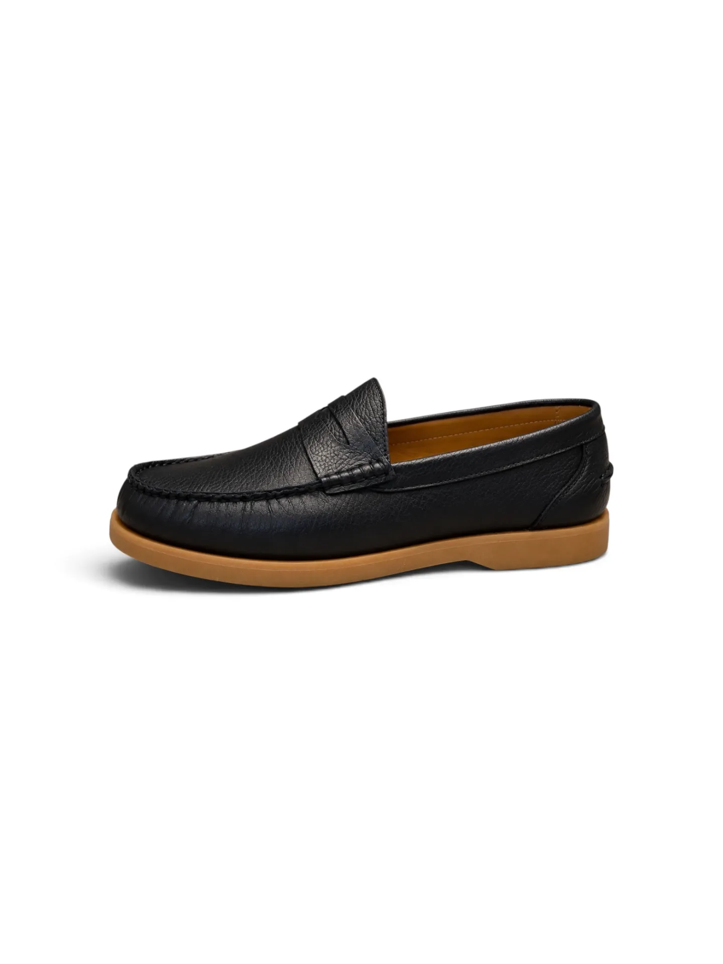 Dark Blue Leather Penny Loafers