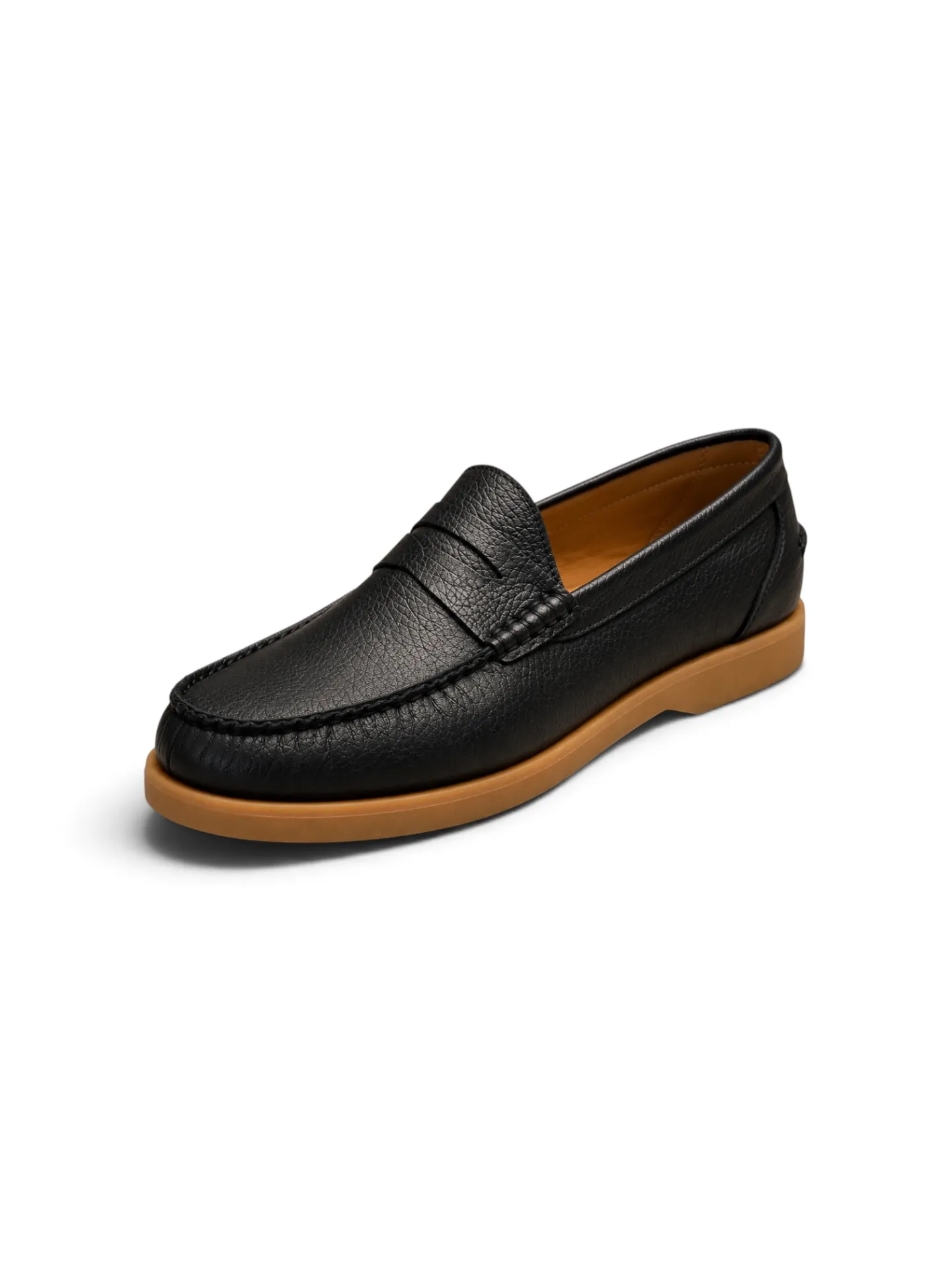 Dark Blue Leather Penny Loafers