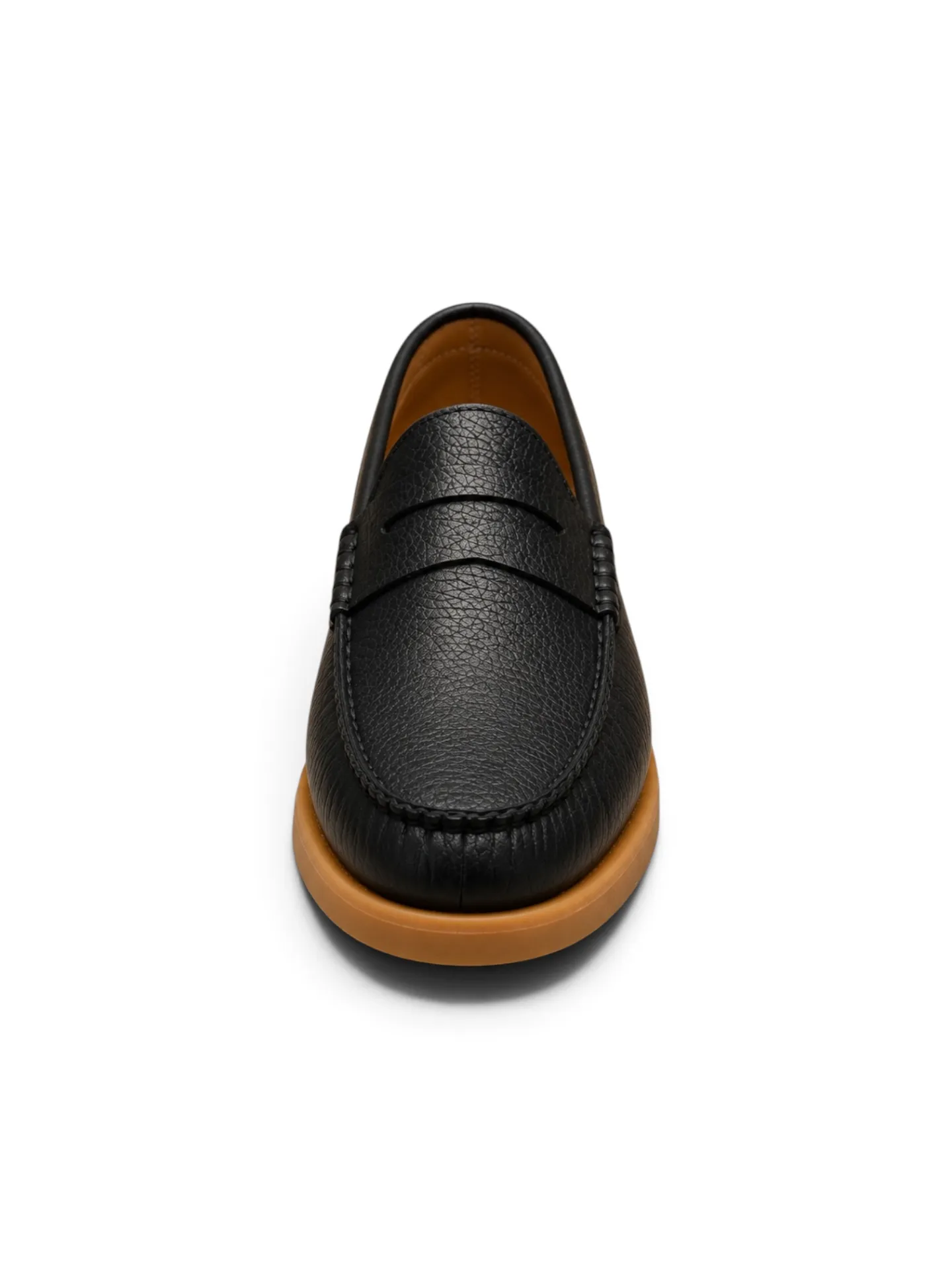 Dark Blue Leather Penny Loafers