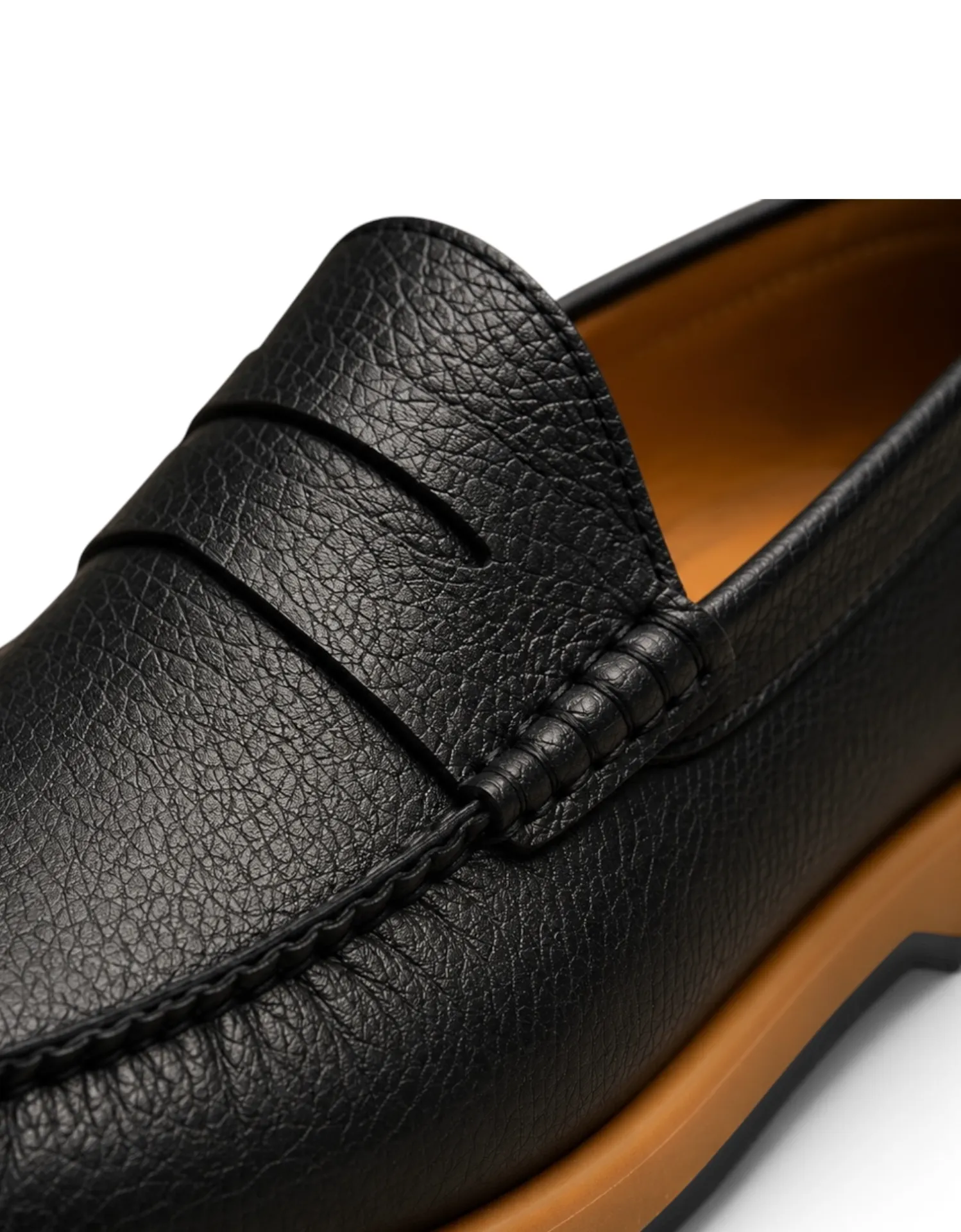 Dark Blue Leather Penny Loafers