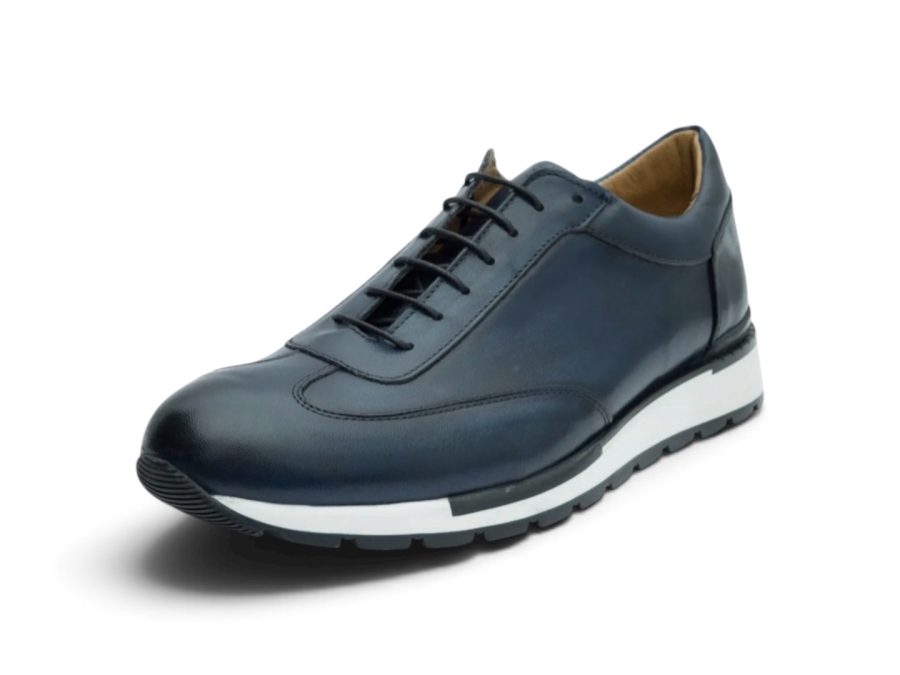 Navy Leather Lace-Up with Sport-Luxury Sole
