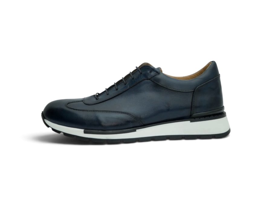 Navy Leather Lace-Up with Sport-Luxury Sole