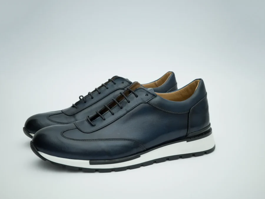 Navy Leather Lace-Up with Sport-Luxury Sole