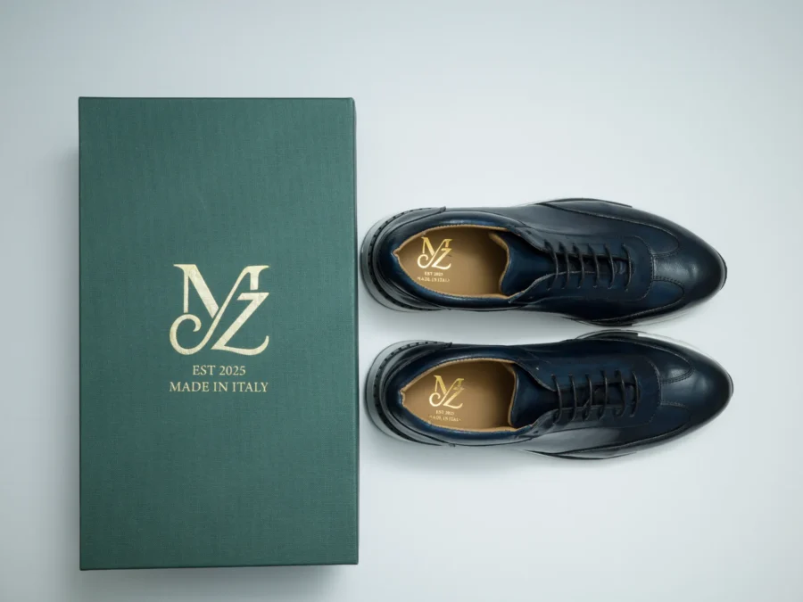 Navy Leather Lace-Up with Sport-Luxury Sole