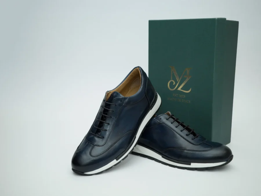Navy Leather Lace-Up with Sport-Luxury Sole
