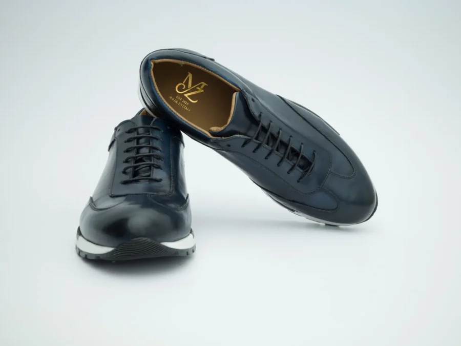 Navy Leather Lace-Up with Sport-Luxury Sole