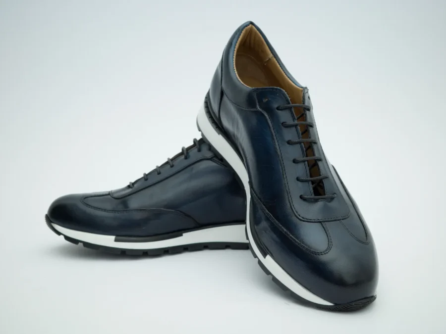 Navy Leather Lace-Up with Sport-Luxury Sole