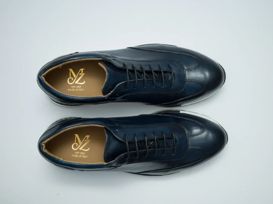 Navy Leather Lace-Up with Sport-Luxury Sole