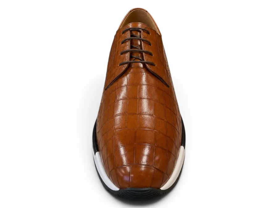 Croc-Embossed Leather Derby Sneaker