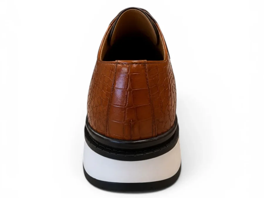 Croc-Embossed Leather Derby Sneaker